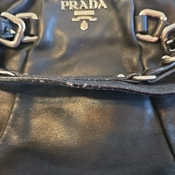Vintage Authentic Prada Shoulder Bag Single Handle Black Leather Italy - Picture 14 of 16